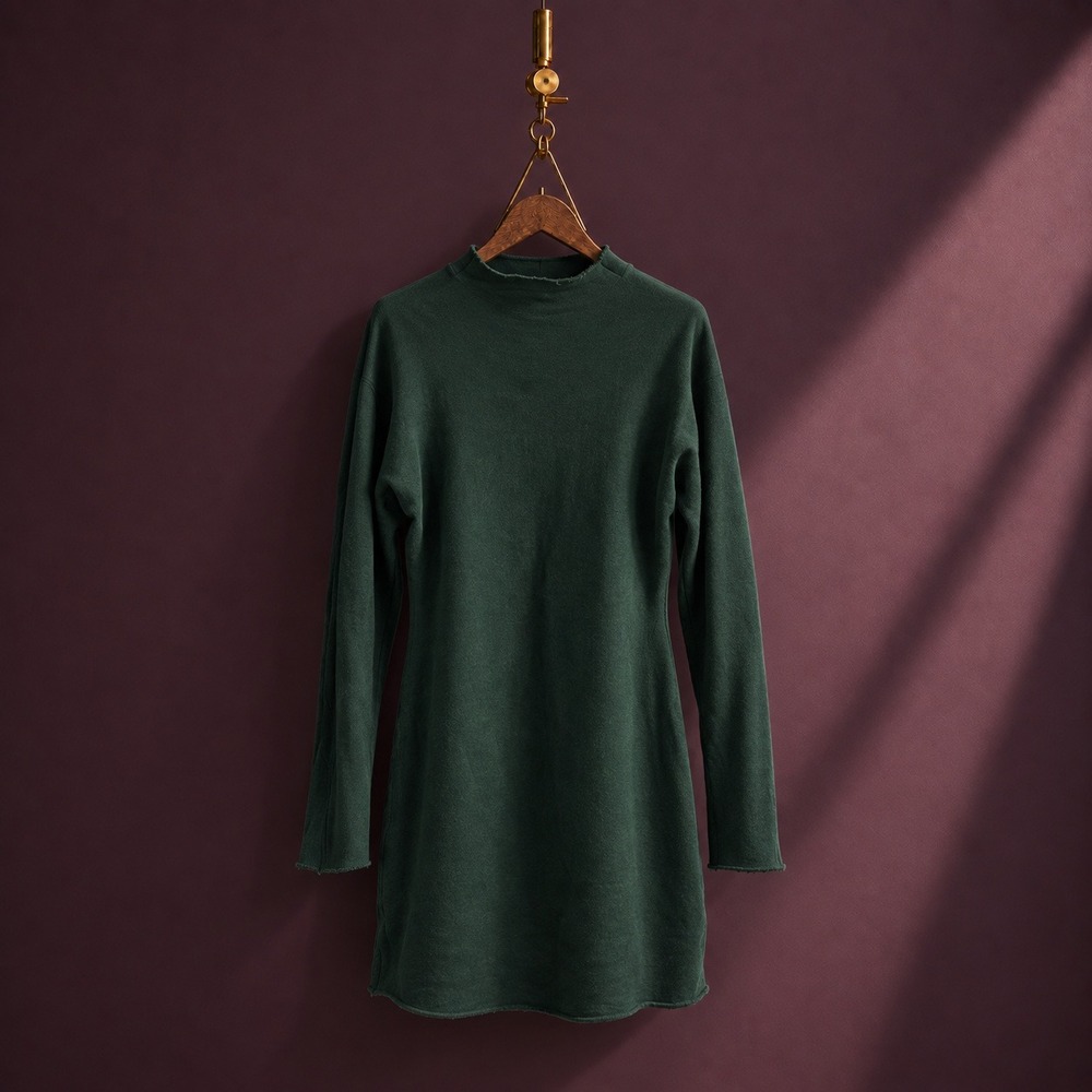 Frank & Eileen IZZIE Sweatshirt Party Dress TRIPLE FLEECE Sz S Holiday Evergreen